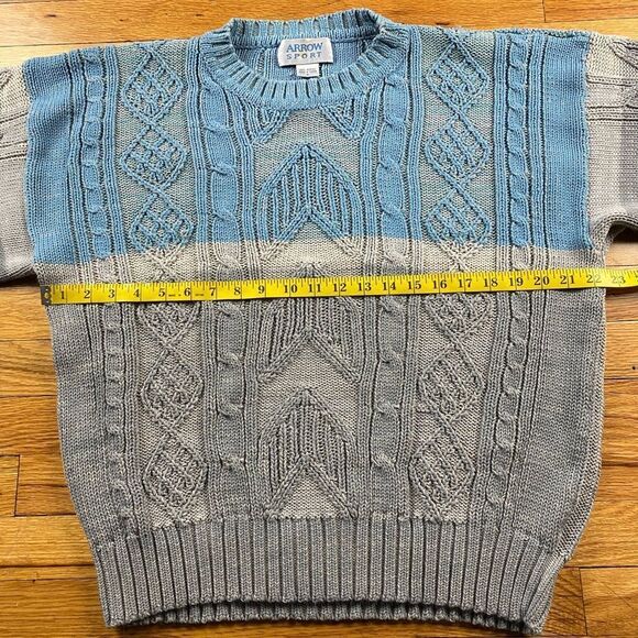 Arrow Sport 90’s Knitted Blue & Gray Sweater Size Large - Picture 5 of 8
